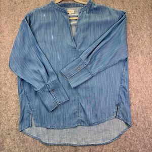 Lou & Grey Womens M Blue Denim Long Sleeve Tunic/Blouse